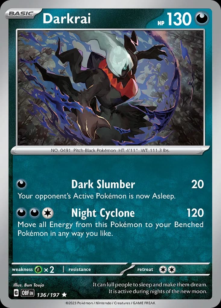 Darkrai card front, Obsidian Flames 136/197