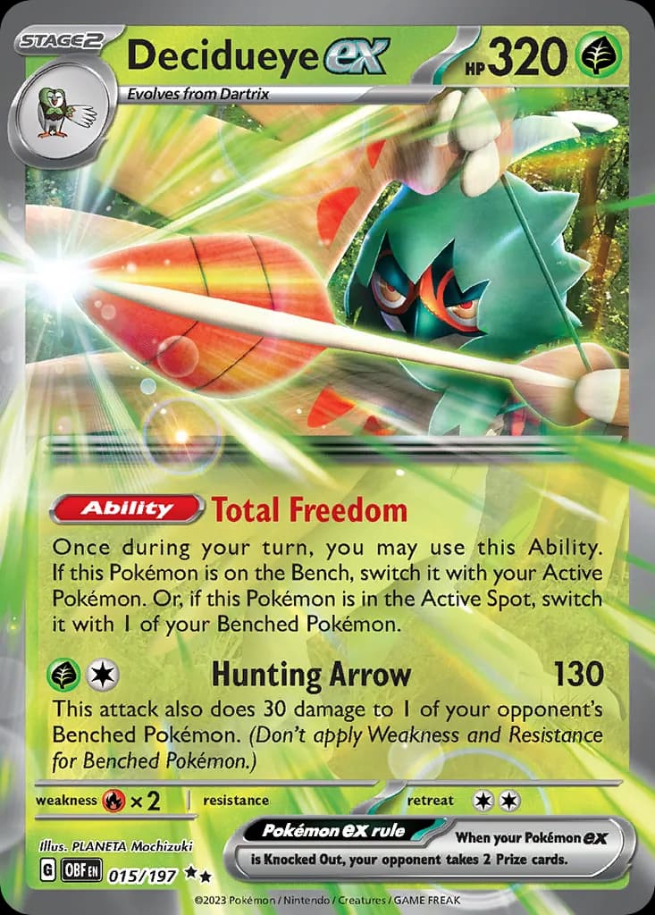Decidueye ex card front, Obsidian Flames 15/197