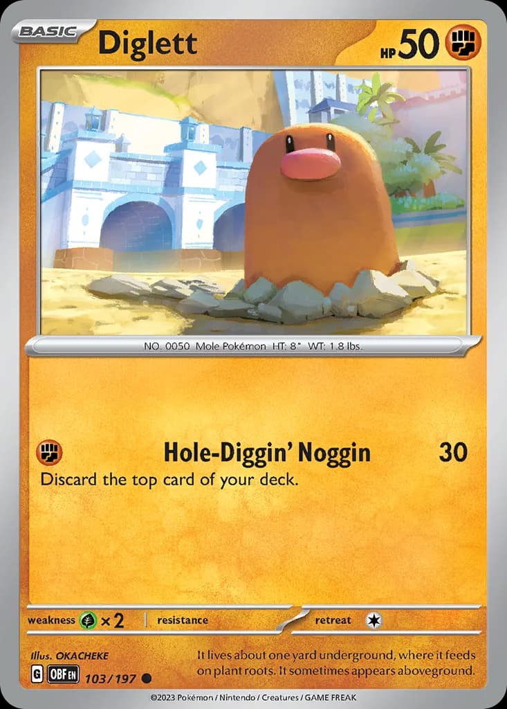 Obsidian Flames Diglett card front, 103/197