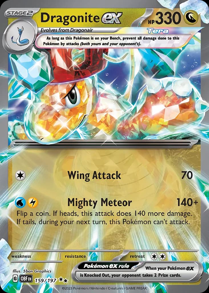 Dragonite ex card front, Obsidian Flames 159/197
