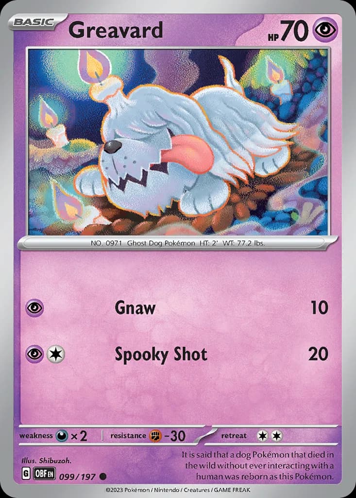 Obsidian Flames Greavard card front, 99/197