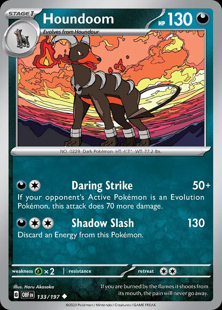 Houndoom card front, Obsidian Flames 133/197