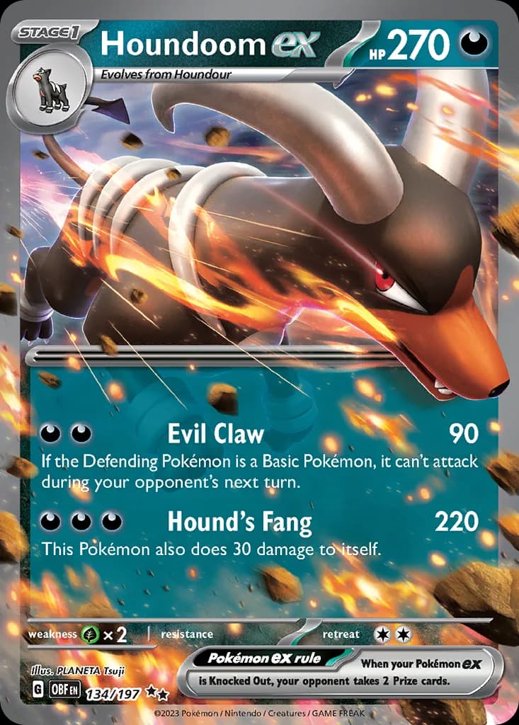Houndoom ex card front, Obsidian Flames 134/197