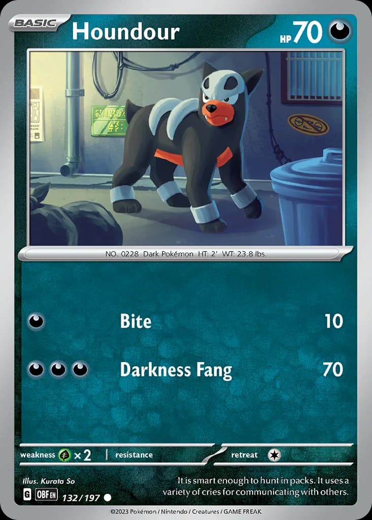 Obsidian Flames Houndour card front, 132/197