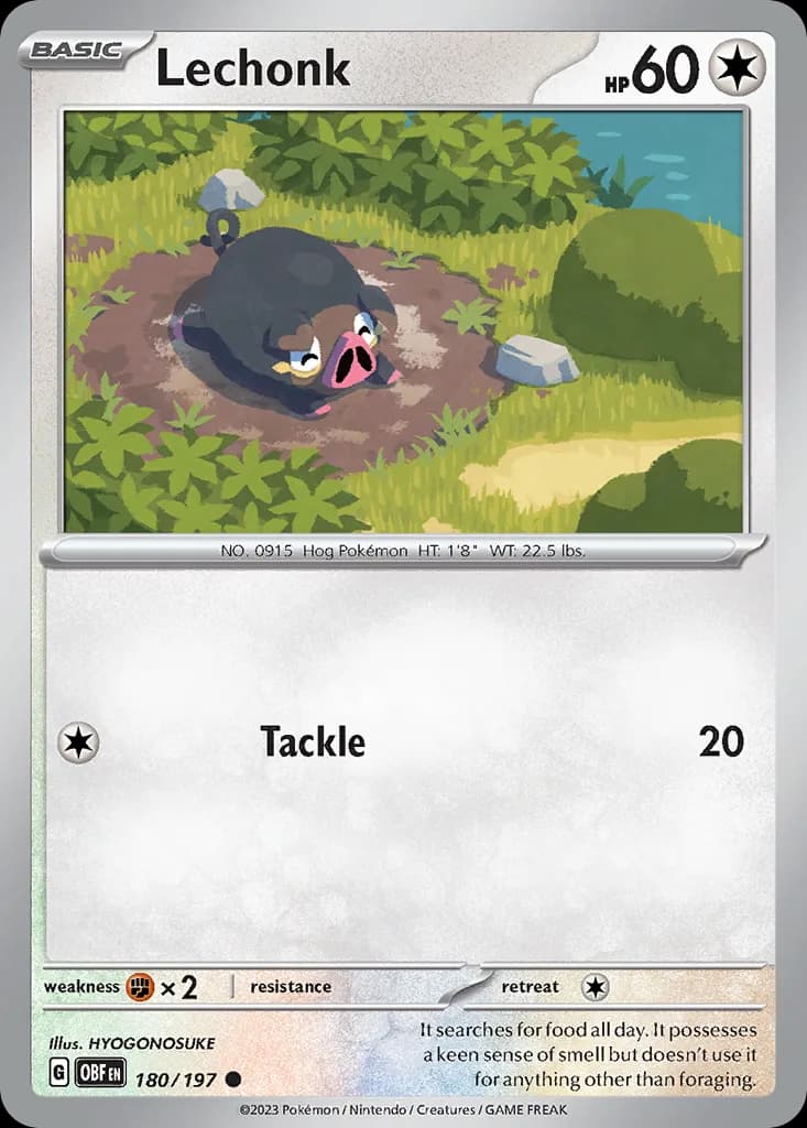 Obsidian Flames Lechonk card front, 180/197