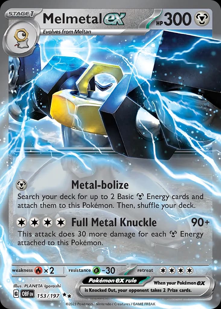 Obsidian Flames Melmetal ex card front, 153/197