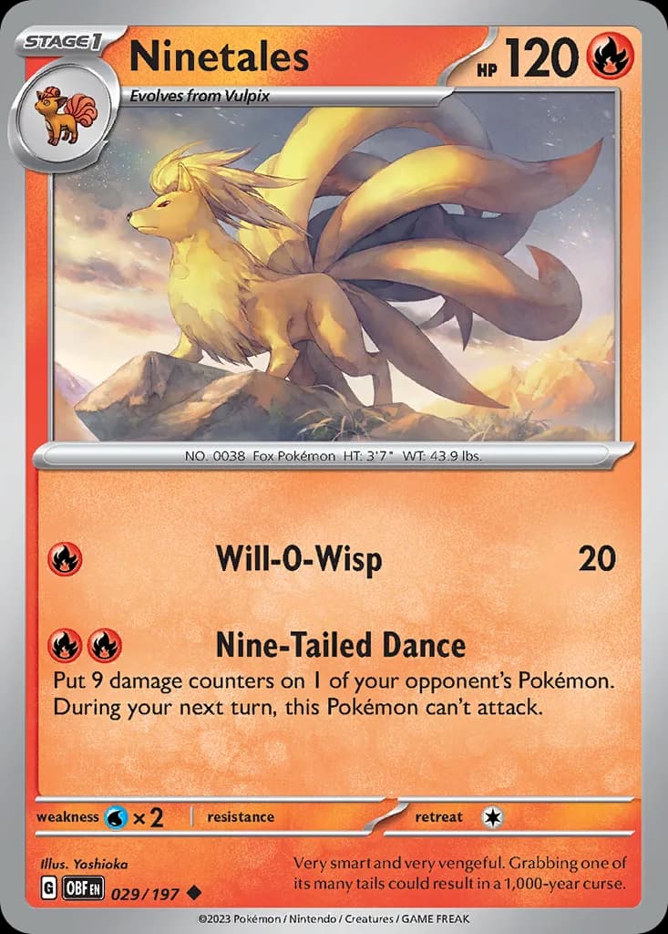 Ninetales card front, Obsidian Flames 29/197