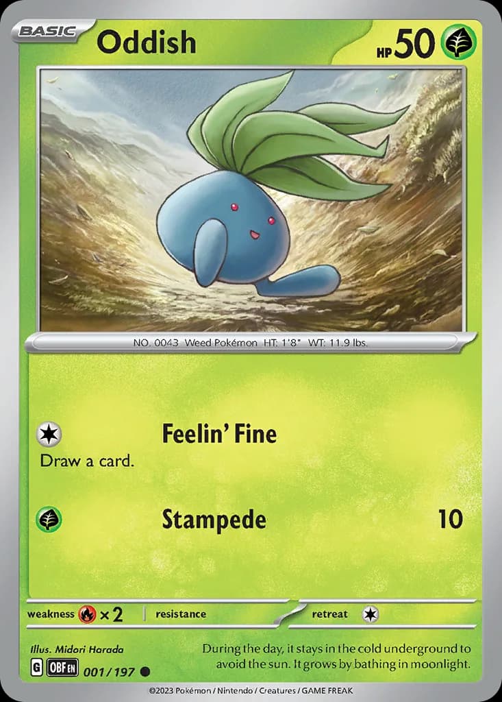 Obsidian Flames Oddish card front, 1/197