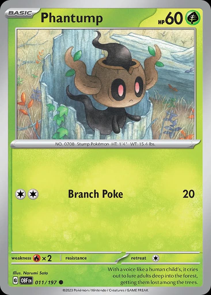 Obsidian Flames Phantump card front, 11/197