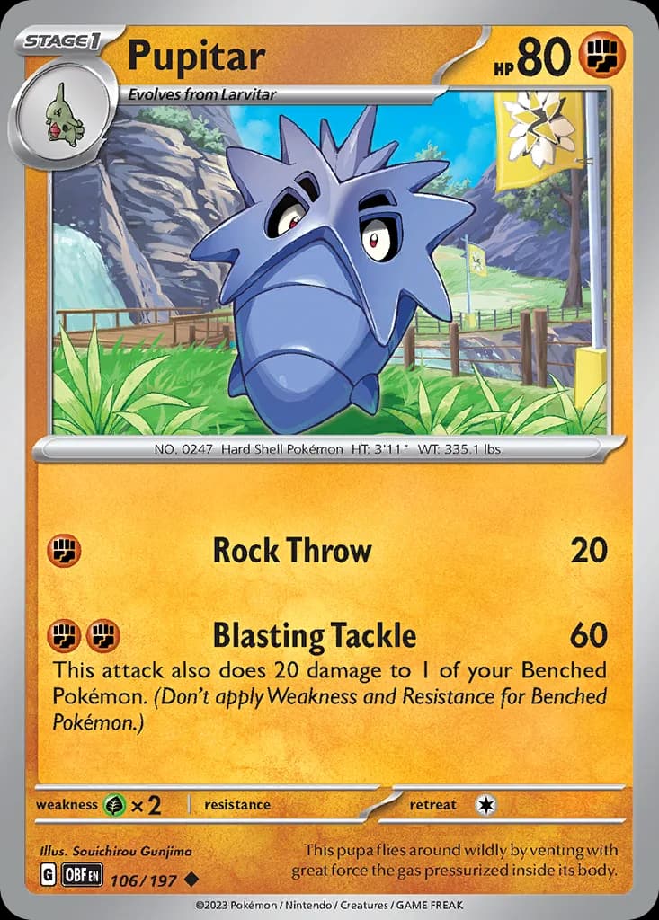 Obsidian Flames Pupitar card front, 106/197
