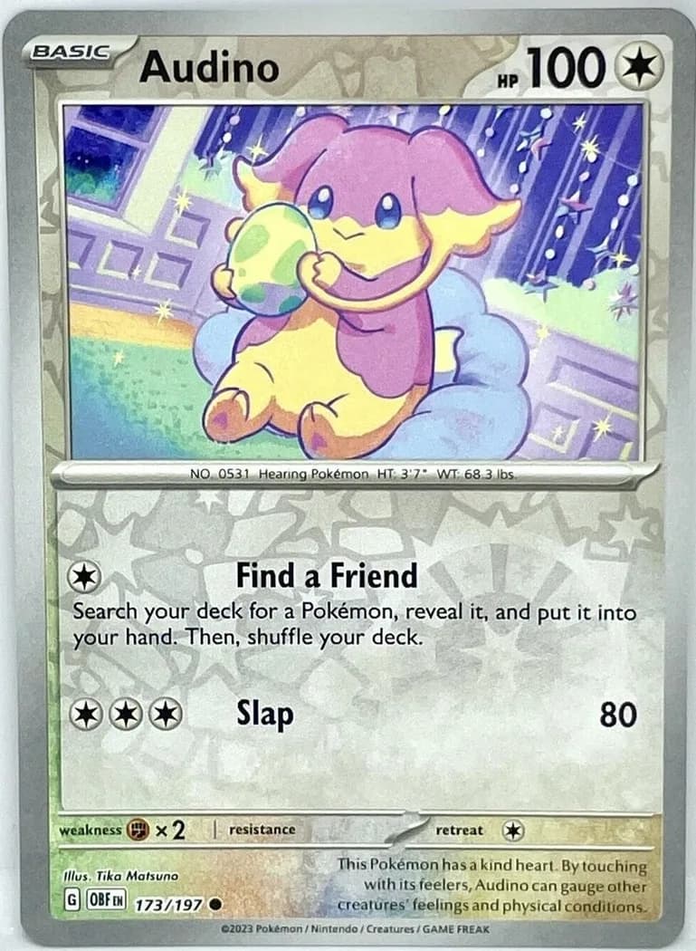 Audino reverse holo card front, Obsidian Flames 173/197