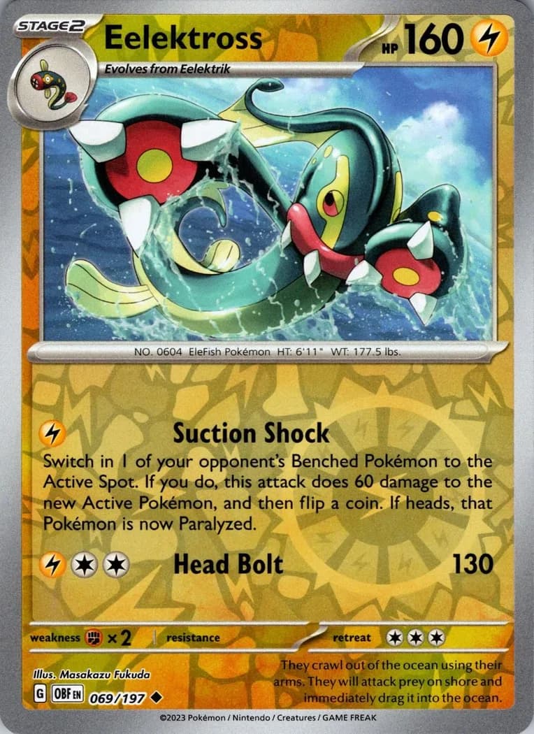 Eelektross reverse holo card front, Obsidian Flames 69/197