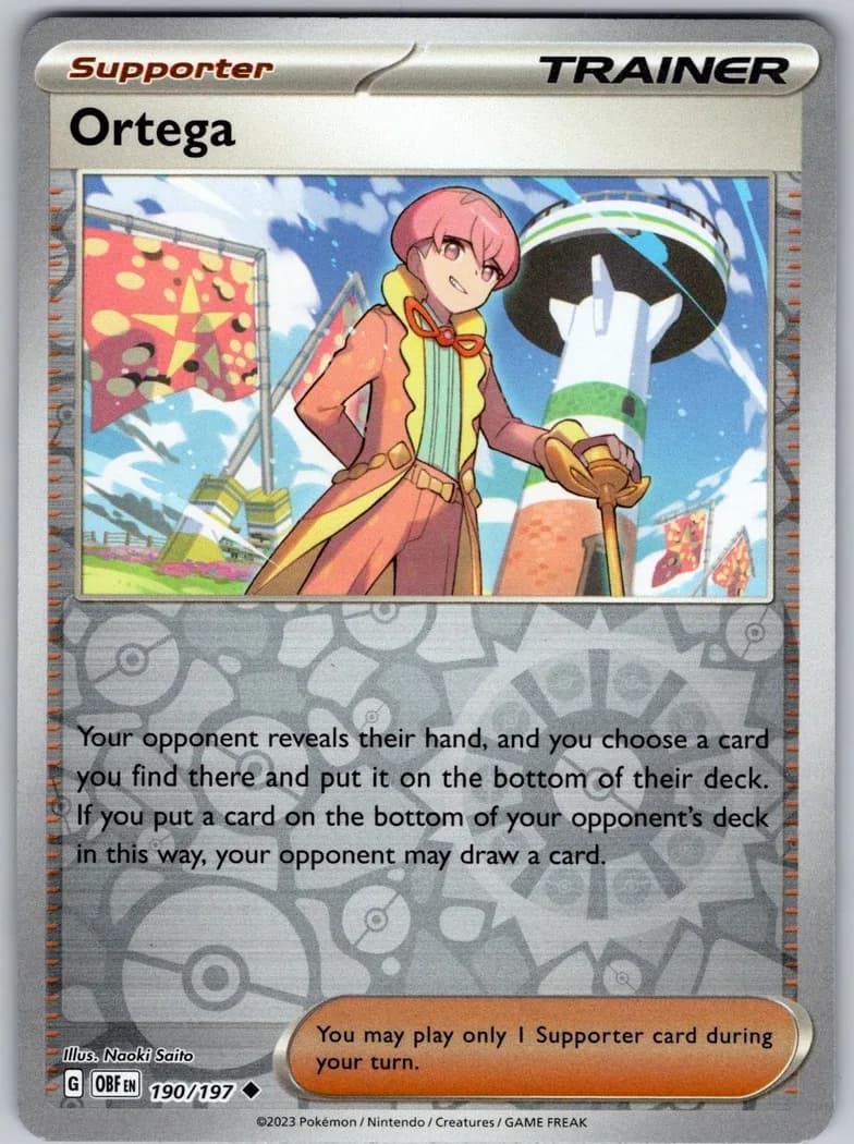 Ortega reverse holo card front, Obsidian Flames 190/197