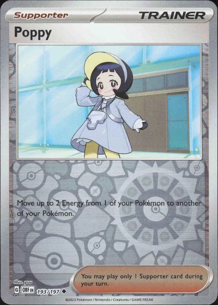 Poppy reverse holo card front, Obsidian Flames 193/197