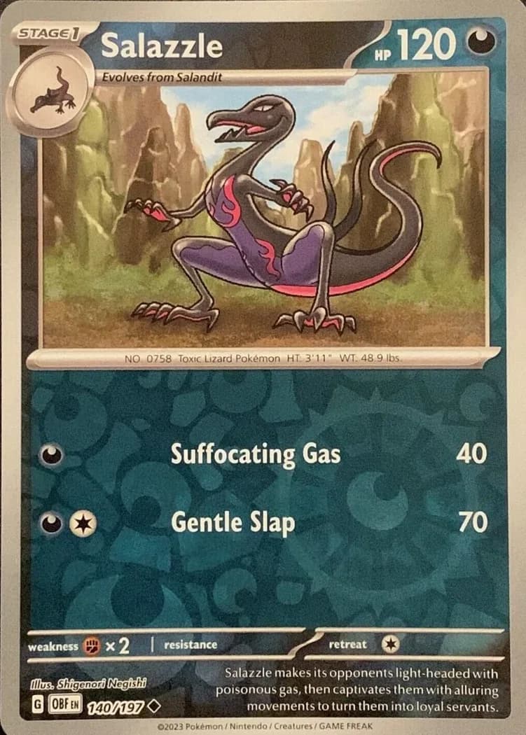 Salazzle reverse holo card front, Obsidian Flames 140/197