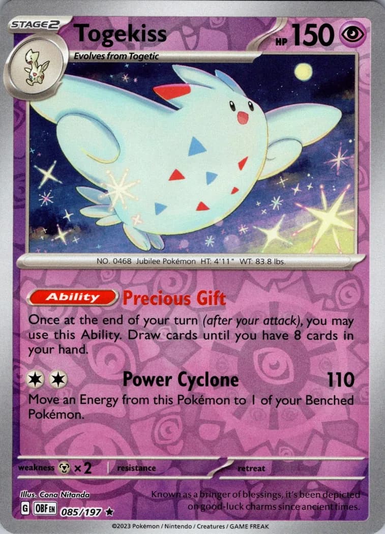 Togekiss reverse holo card front, Obsidian Flames 85/197