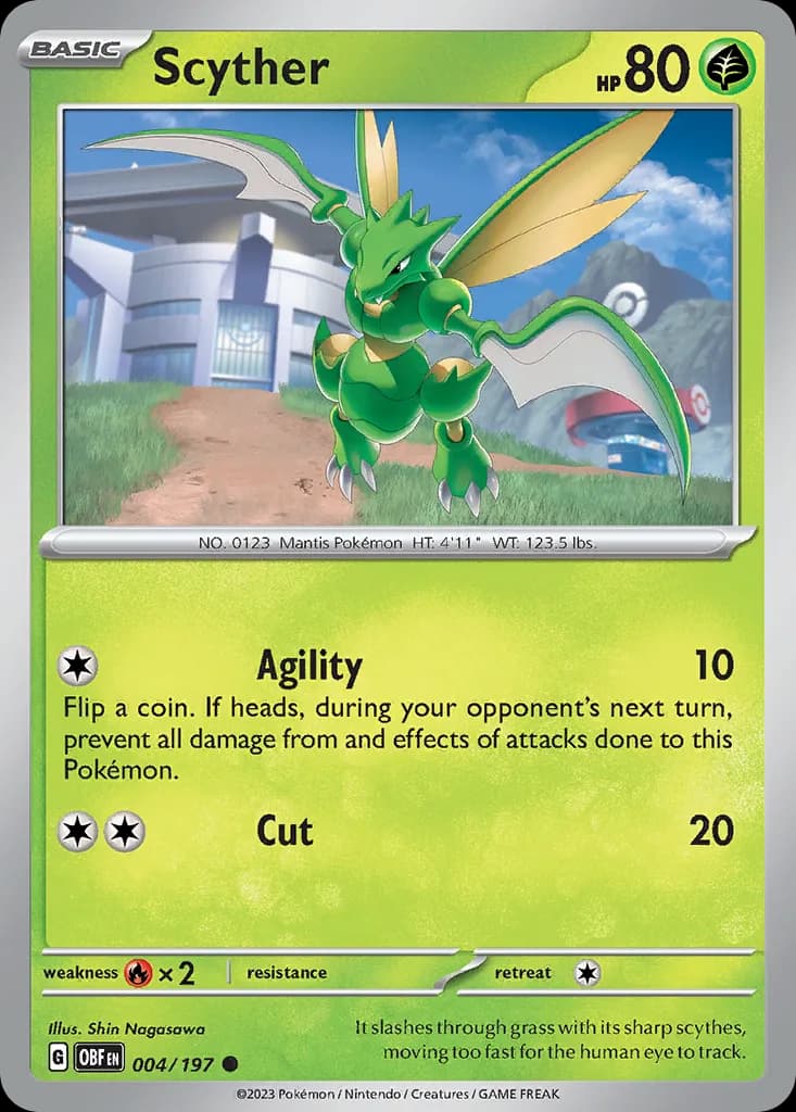Obsidian Flames Scyther card front, 4/197