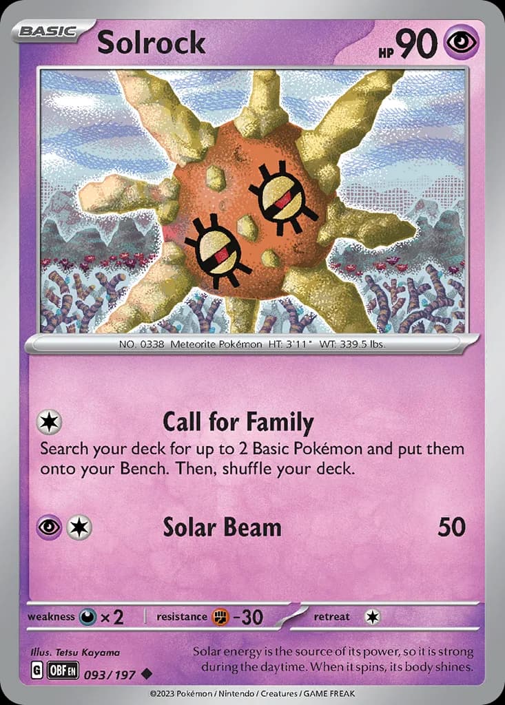 Obsidian Flames Solrock card front, 93/197
