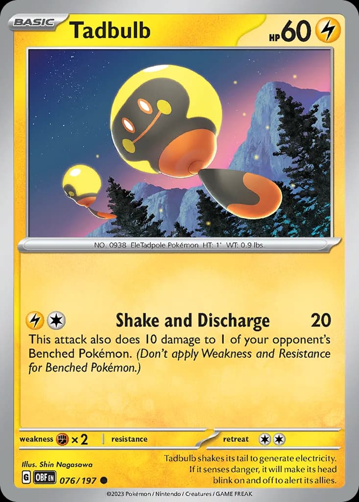 Obsidian Flames Tadbulb card front, 76/197