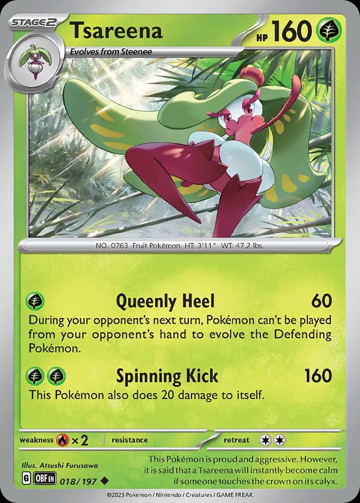 Obsidian Flames Tsareena card front, 18/197