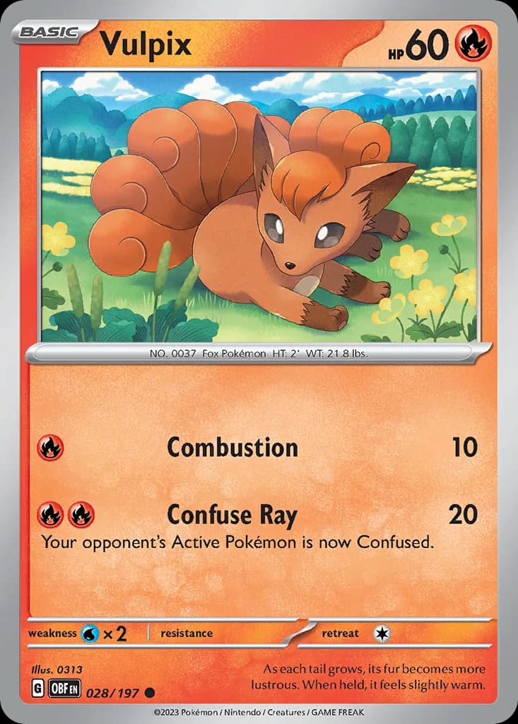 Vulpix card front, Obsidian Flames 28/197