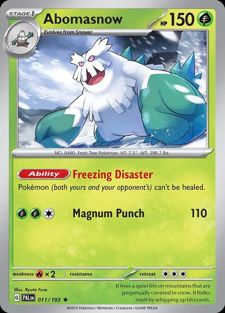 Paldea Evolved Abomasnow card front, 11/193