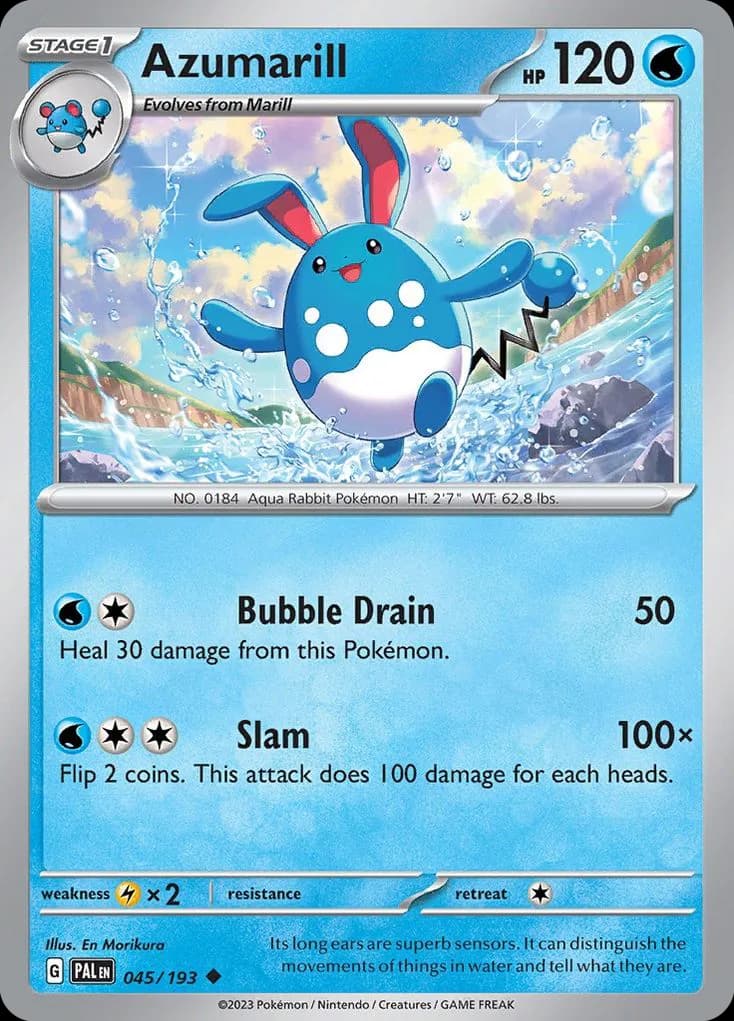 Paldea Evolved Azumarill card front, 45/193