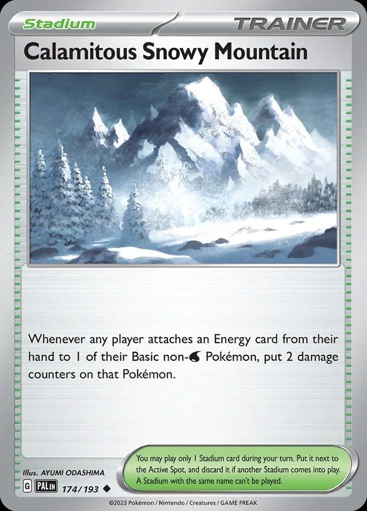 Paldea Evolved Calamitous Snowy Mountain card front, 174/193