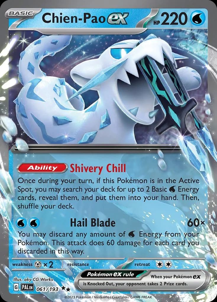 Paldea Evolved Chien-Pao ex card front, 61/193