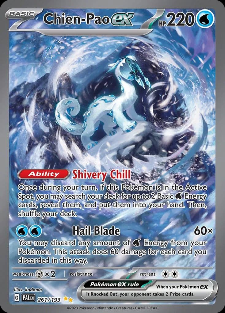 Paldea Evolved Chien-Pao ex card front, 261/193