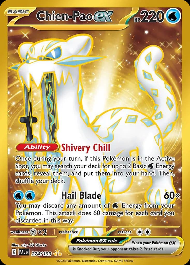 Paldea Evolved Chien-Pao ex card front, 274/193