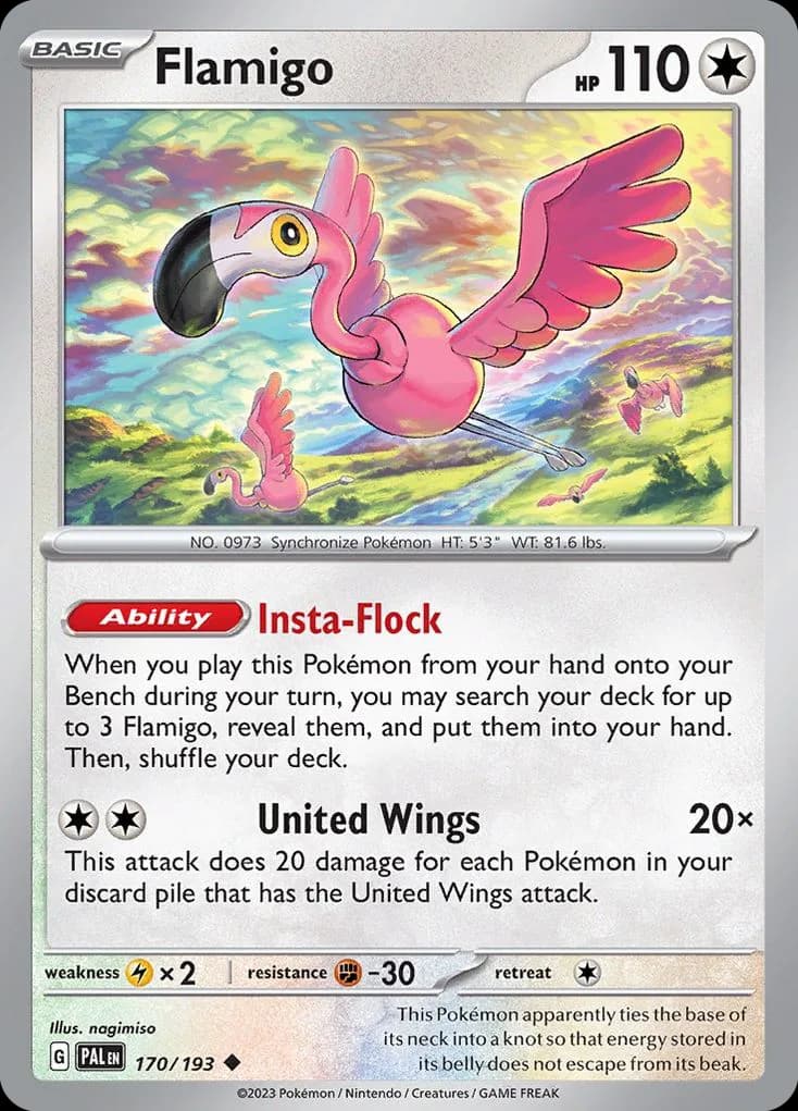 Paldea Evolved Flamigo card front, 170/193