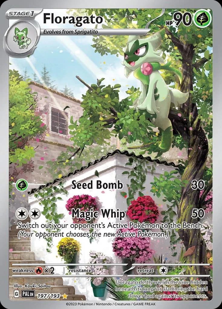 Paldea Evolved Floragato card front, 197/193