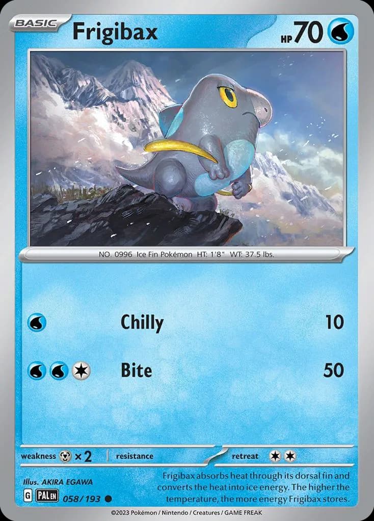 Paldea Evolved Frigibax card front, 58/193