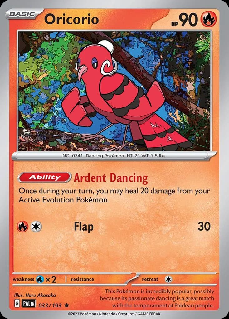 Paldea Evolved Oricorio card front, 33/193
