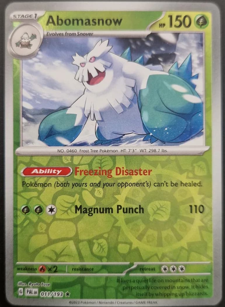Abomasnow reverse holo card front, Paldea Evolved 11/193