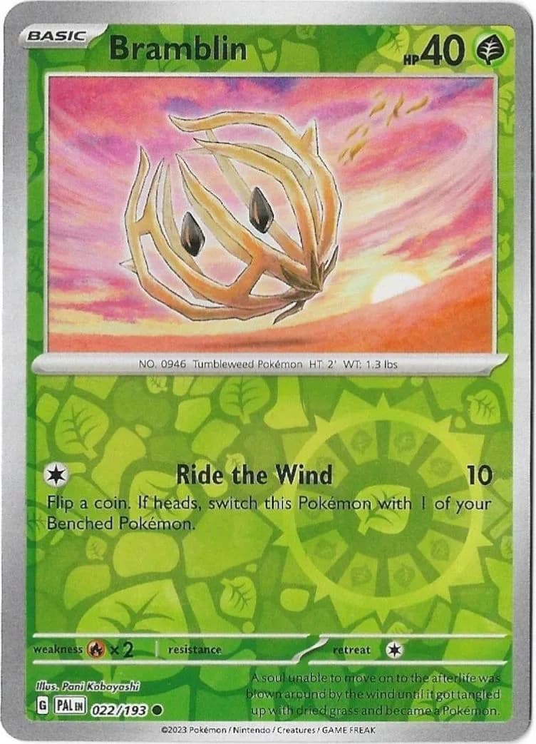 Bramblin reverse holo card front, Paldea Evolved 22/193