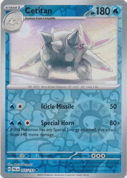 Cetitan reverse holo card front, Paldea Evolved 55/193