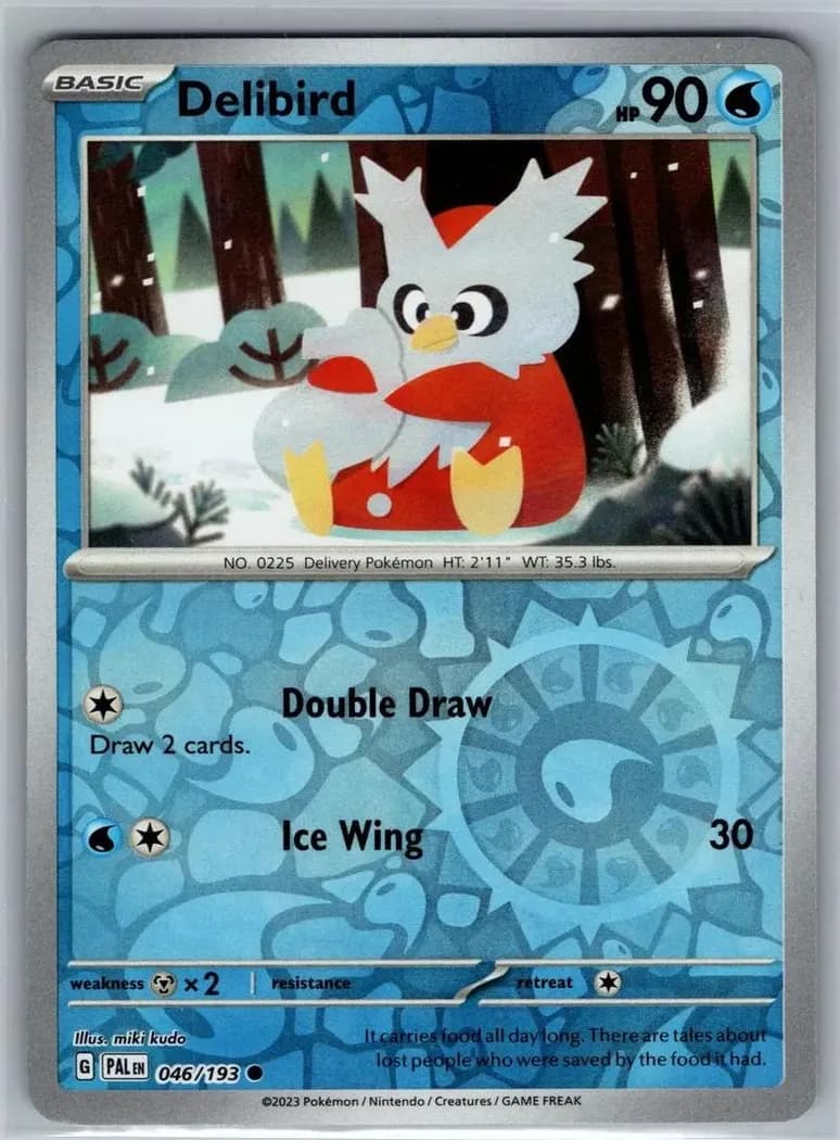 Delibird reverse holo card front, Paldea Evolved 46/193