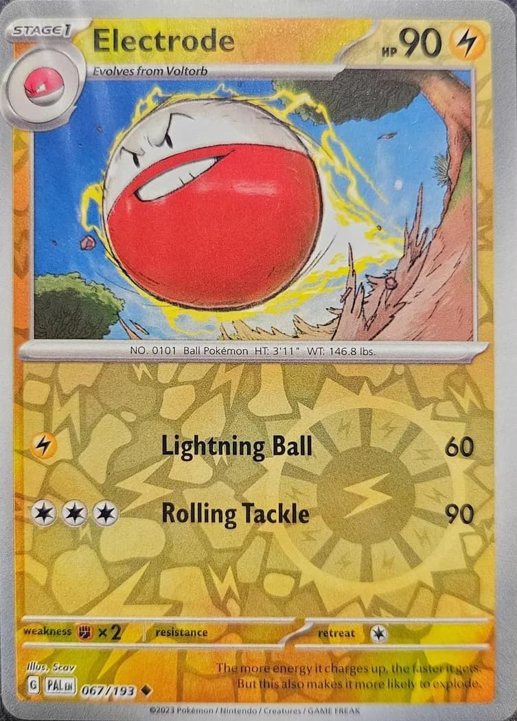 Electrode reverse holo card front, Paldea Evolved 67/193