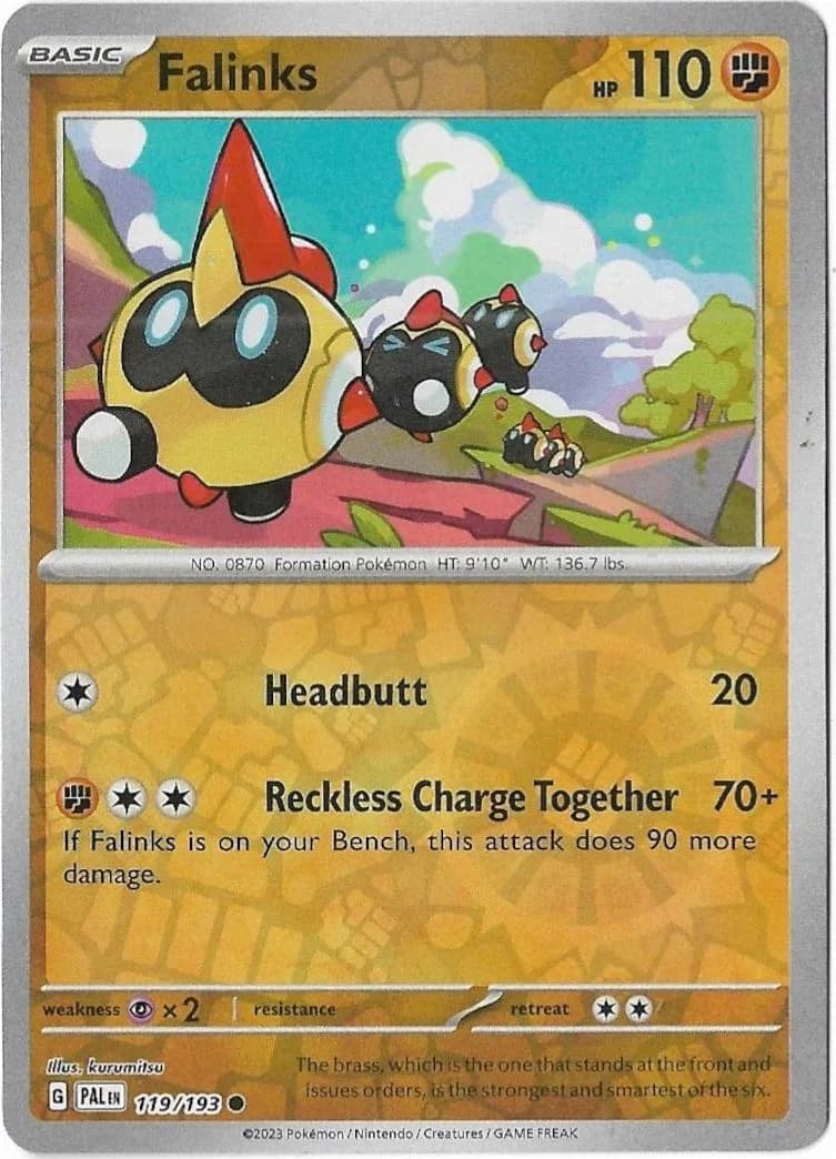 Falinks reverse holo card front, Paldea Evolved 119/193