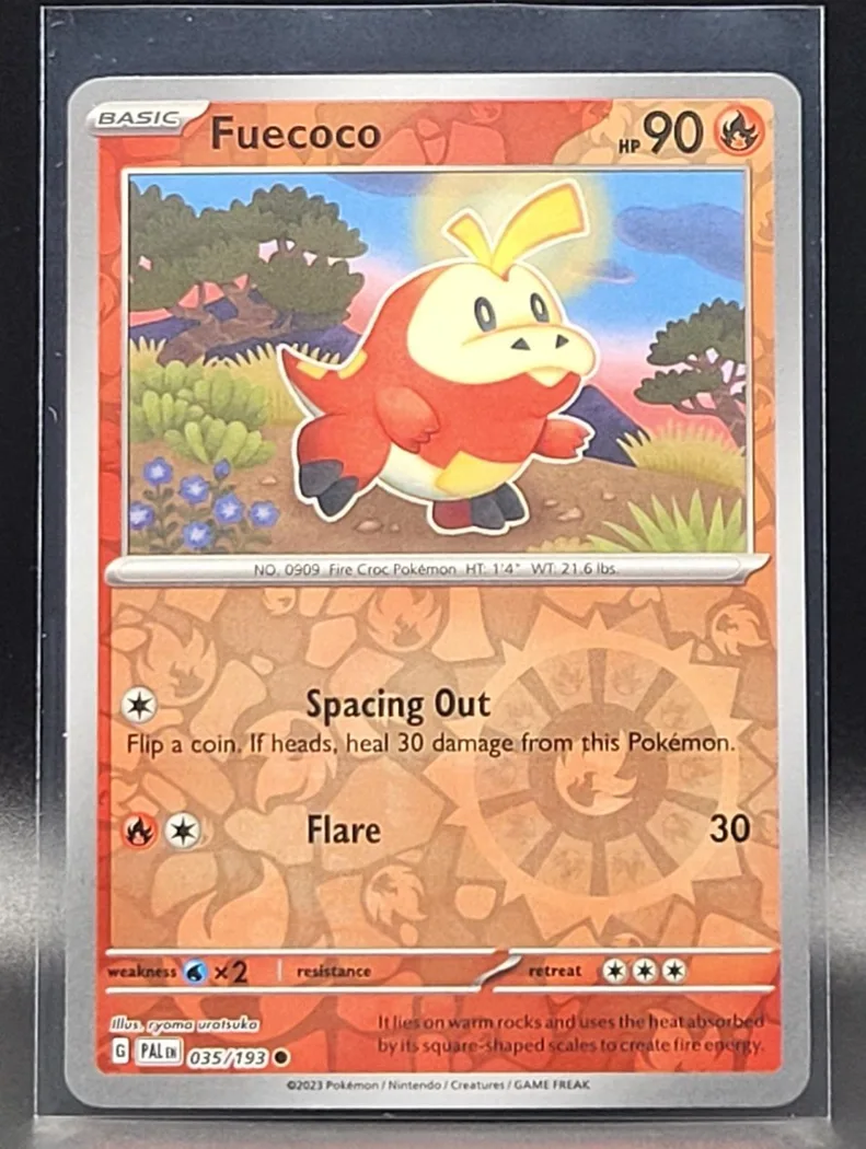 Fuecoco reverse holo card front, Paldea Evolved 35/193
