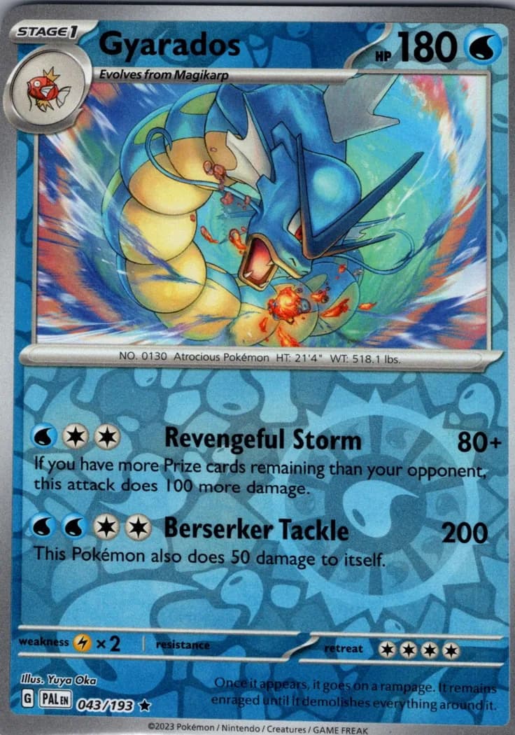 Gyarados reverse holo card front, Paldea Evolved 43/193