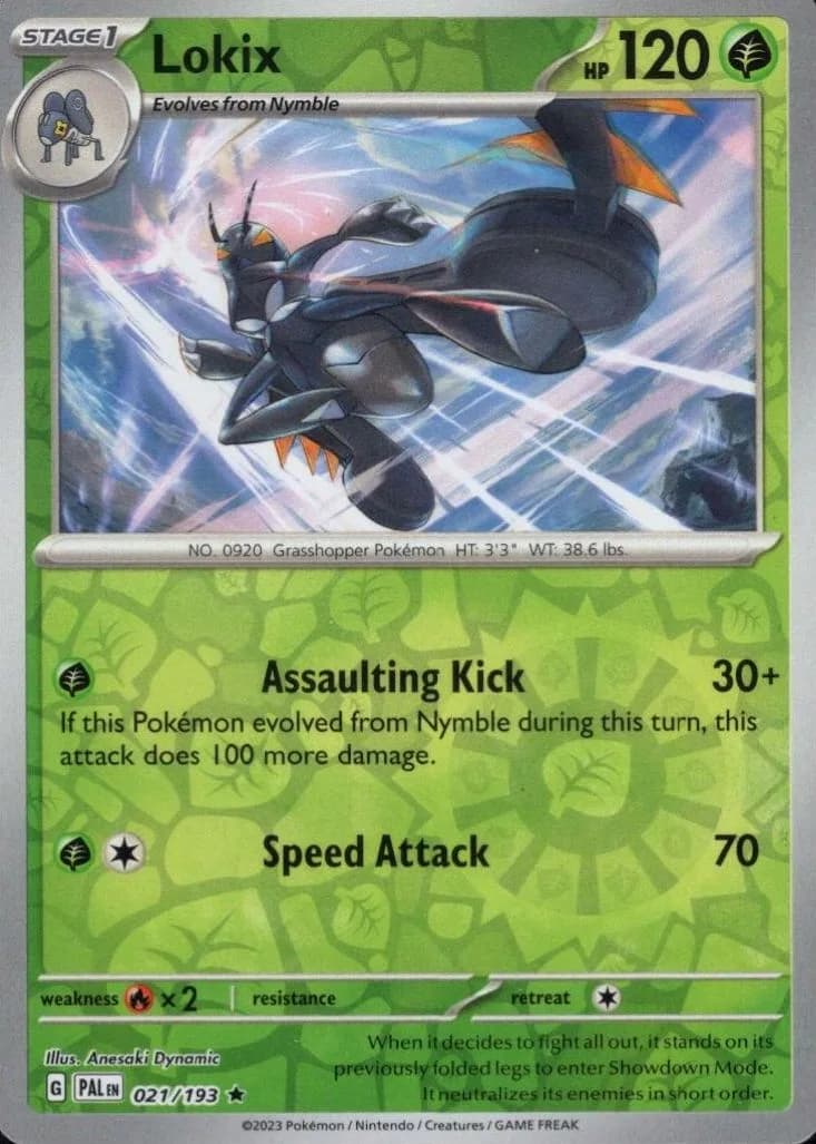 Lokix reverse holo card front, Paldea Evolved 21/193