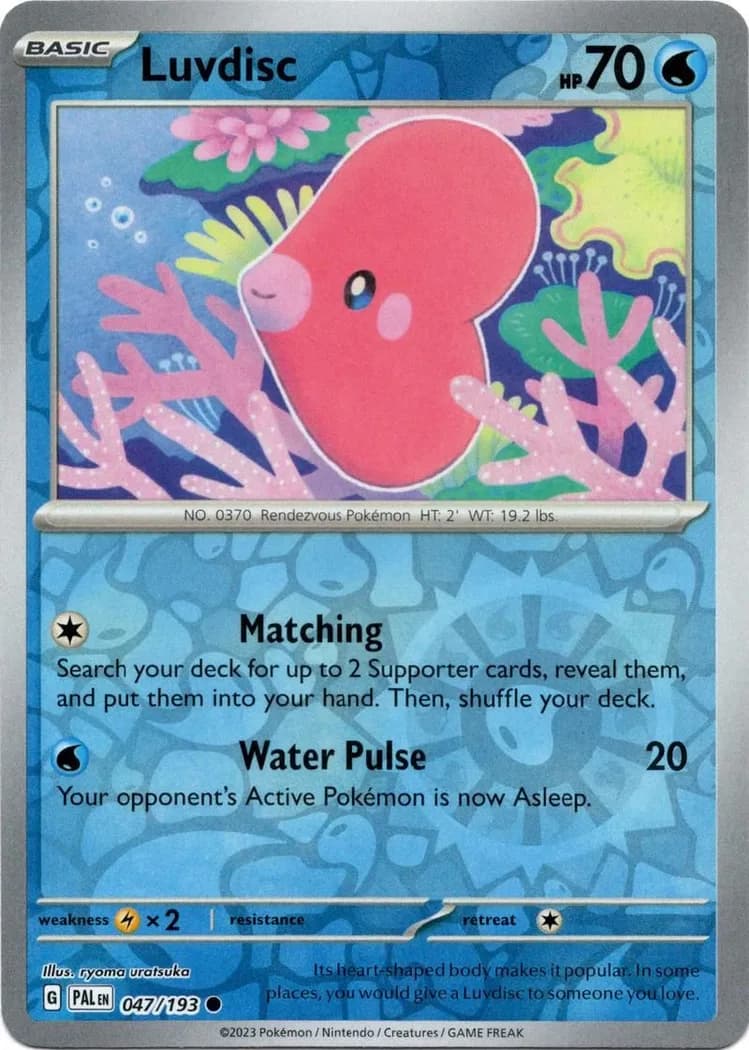 Luvdisc reverse holo card front, Paldea Evolved 47/193