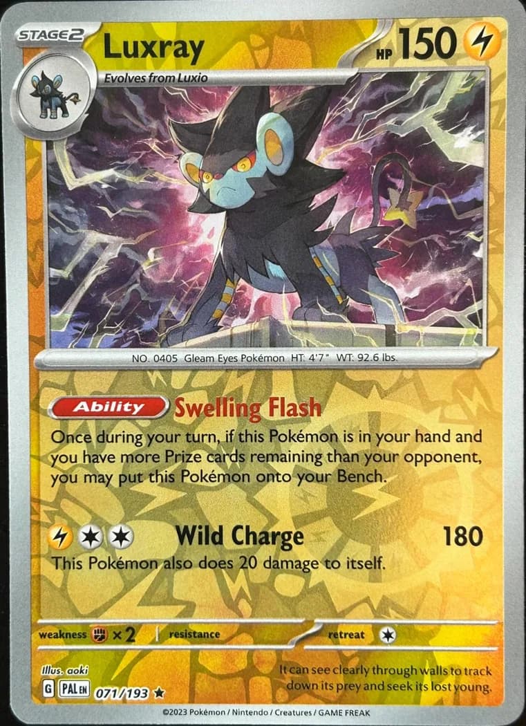 Luxray reverse holo card front, Paldea Evolved 71/193
