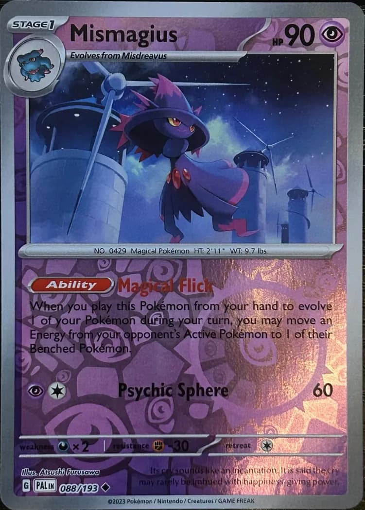 Mismagius reverse holo card front, Paldea Evolved 88/193