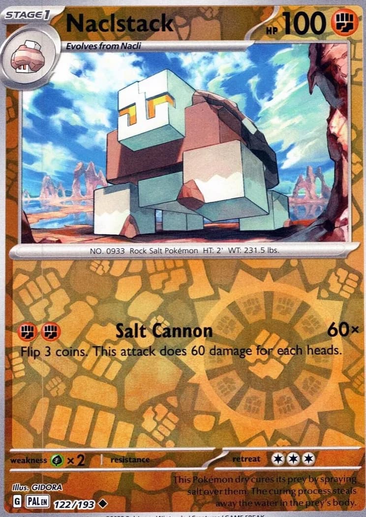 Naclstack reverse holo card front, Paldea Evolved 122/193