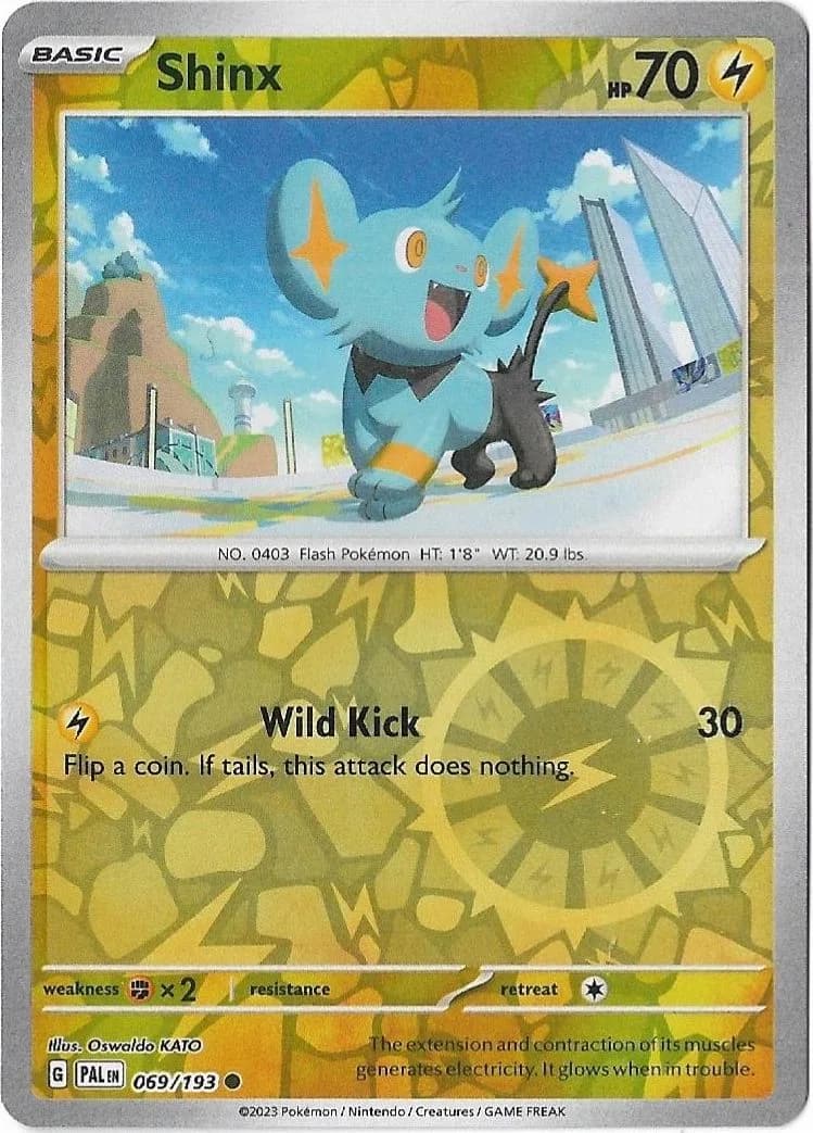 Shinx reverse holo card front, Paldea Evolved 69/193