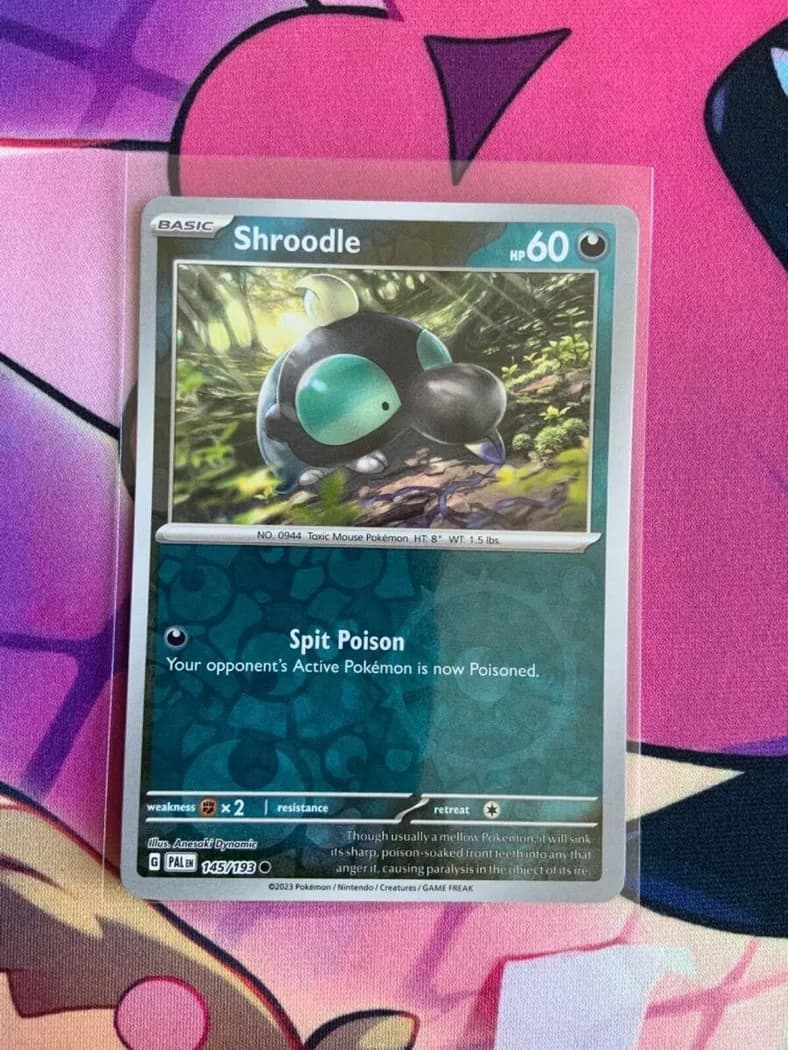 Shroodle reverse holo card front, Paldea Evolved 145/193